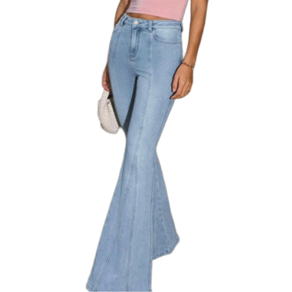 Commense Denim - Commense Denim Pockets Flare Jeans Light Blue Wash Size Medium NWOT